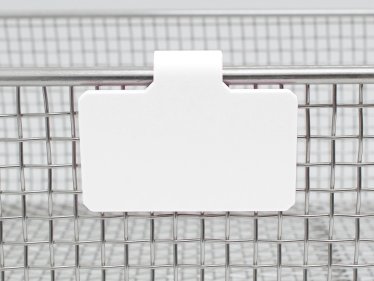 Zawieszka syntetyczna 55x30 mm z klipsem, do tac i koszy