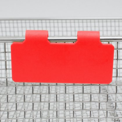 Zawieszka syntetyczna 70x30 mm z 2 klipsami, do tac i koszy